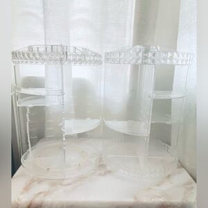 2 Acrylic Makeup Skincare Organizer  Stands Cosmetic Storage 360 Rotating Holder